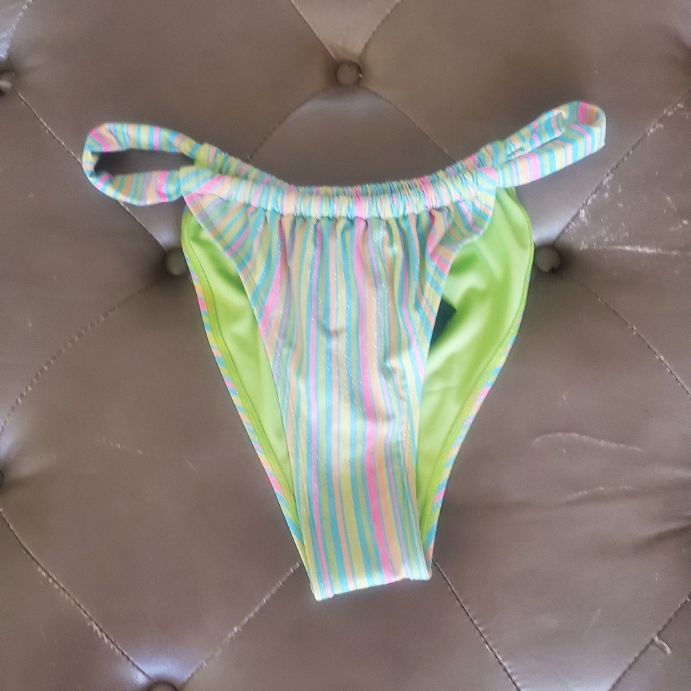 WILD FABLE Women's Shimmery Apple Green Mix Colored Bikini Bottoms M (8-10)
